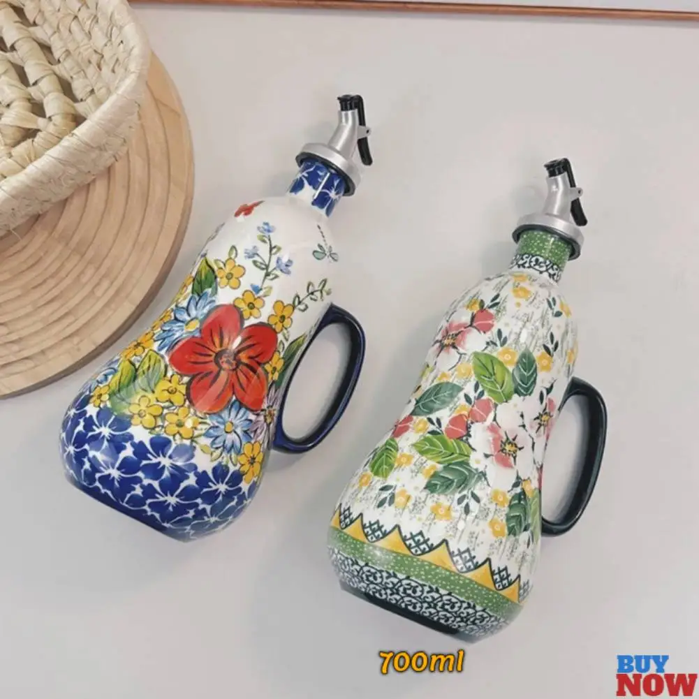 700ML ItalianCeramic Oil Bottle Leak-proof Oil Bottle Kitchen High Temperature Resistant Peanut Soy Sauce Vinegar Pot
