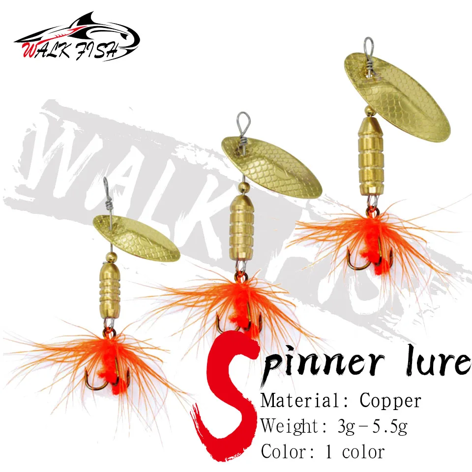 

WALK FISH 3PCS Fishing Lure Spinner Bait Compound Bait 3g 4.5g 5.5g Rotation Spoons Feather Jig Buzz Artificial Baits