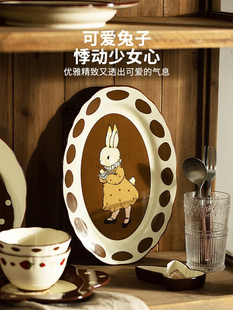 Original Retro Hera Rabbit Ceramic Bowl Cutlery Bowl Set Dinnerware Set