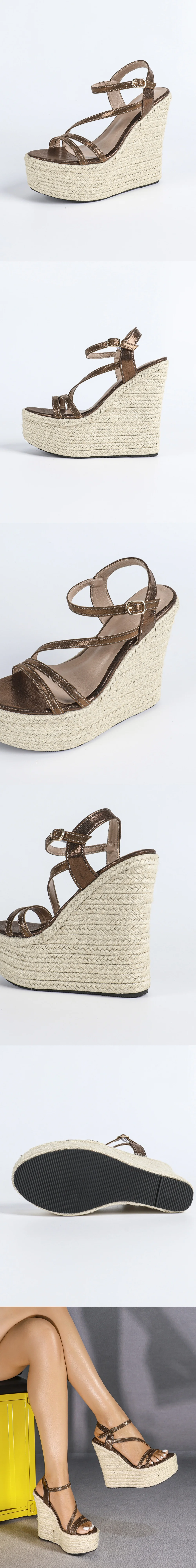 Espadrilles ékeltalpú szandál női platform magassarkú pántos_voghion.com