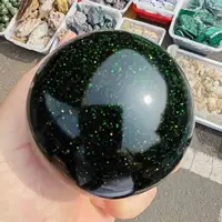 Beautiful Green Sand Golden Stone Ball Crystal Energy Healing Home Office Decoration Craft Gifts Feng Shui Ornament 2