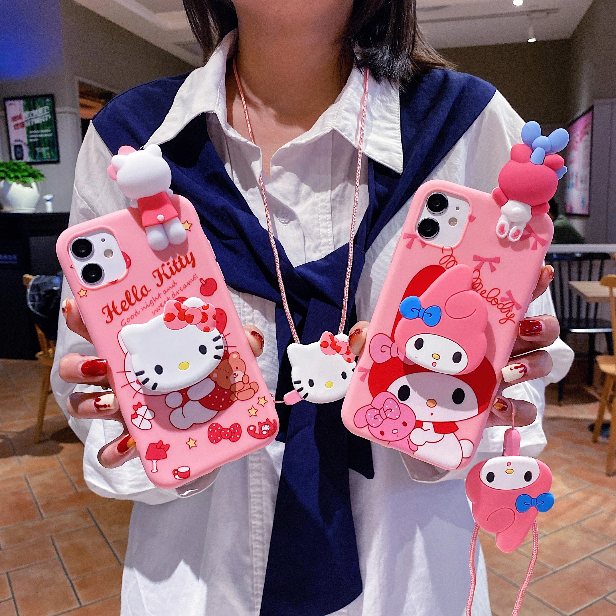 Adorable Sanrio 3D Kitty Melody Phone Holder Case with Lanyard