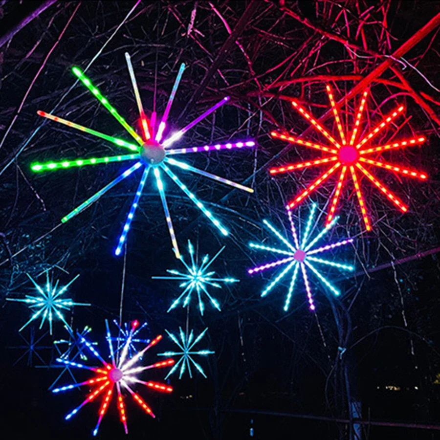 

RGB Outdoor Garden Firework Light Outdoor Starburst Light Strobe Windmill Lamp Christmas Garland Hanging Star Sphere Light