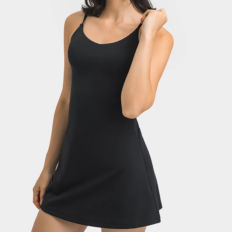 

New Lncluded Bra Pad Tennis Suit All-in-one Yoga Dress Women Outdoor Sport Fitness Run Clothes Gym Training Suits Tennis Dress