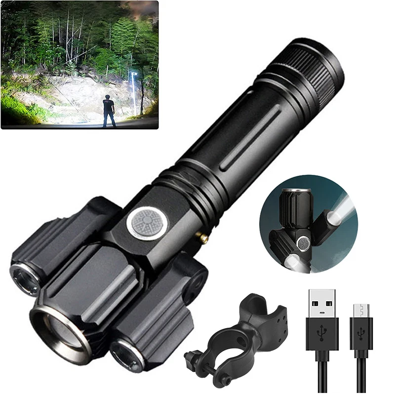 

Super Bright 5000 Lumen High Power USB Rechargeable Led Waterproof Most Powerful Camping Bicycle Torch Zoom Tactical Flashlight