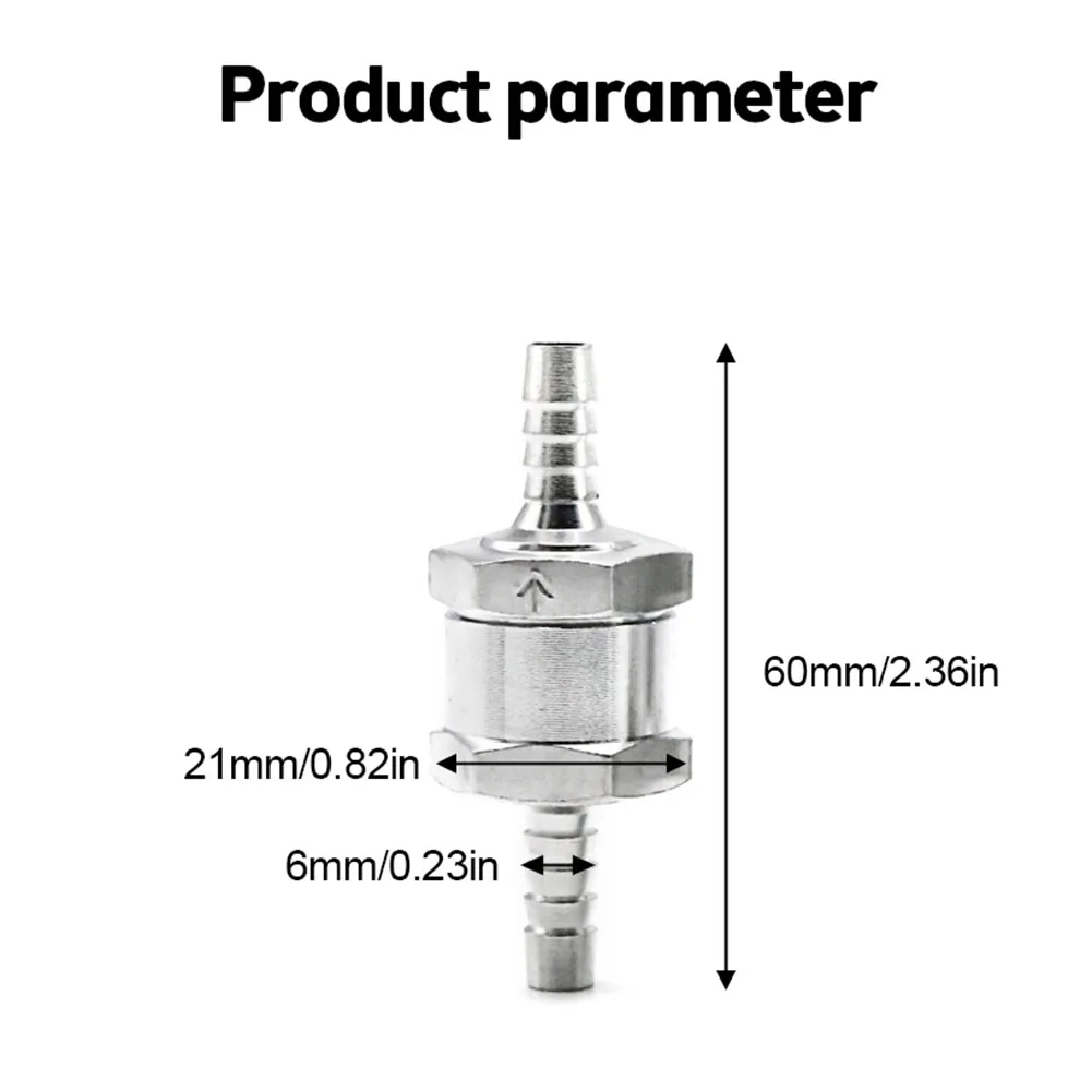 Car Fuel Non Return Check Valve 6/8/10/12mm Aluminium Alloy Petrol Diesel Water Fuel Line One Way Car Accessories