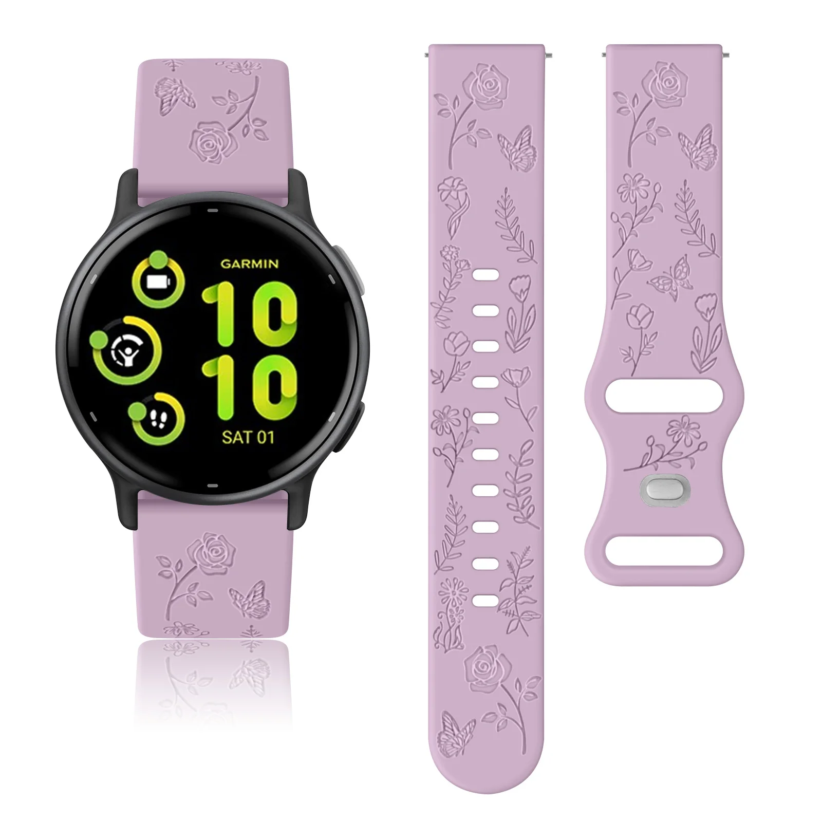 Floral Engraved 20mm Watch Strap