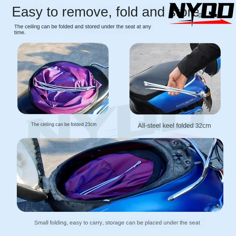 Cartoon pattern foldable electric car canopy thickened windproof windshield motorcycle umbrella sunshade