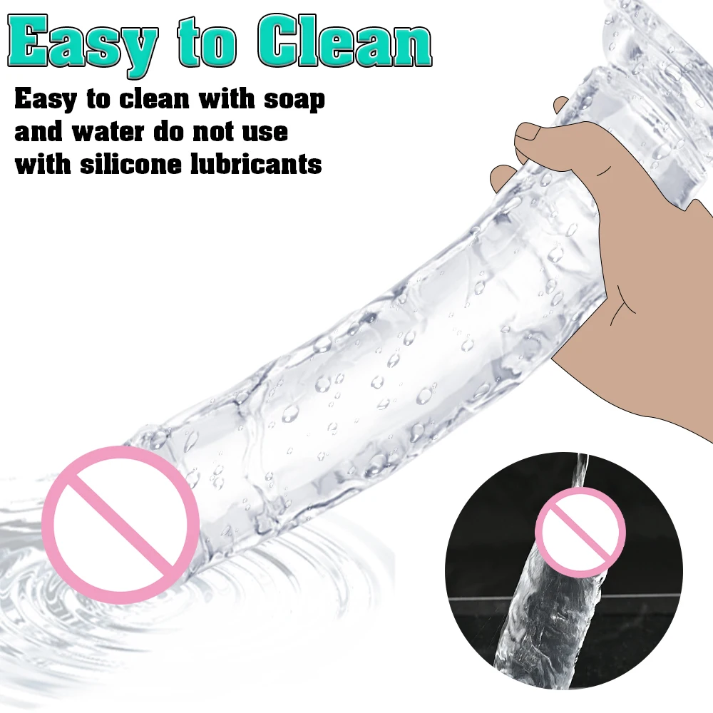 dildo sex toys Big Jelly Dildo Realistic Crystal Clear Dildo Suction Cup Huge Transparent Penis Dick Anal Sex Toys For Woman Lesbian Adult