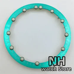 Elegant Black/Green/Blue Luminous Skeleton Watch Dial with Hollow Design - 28.5mm (Blue)