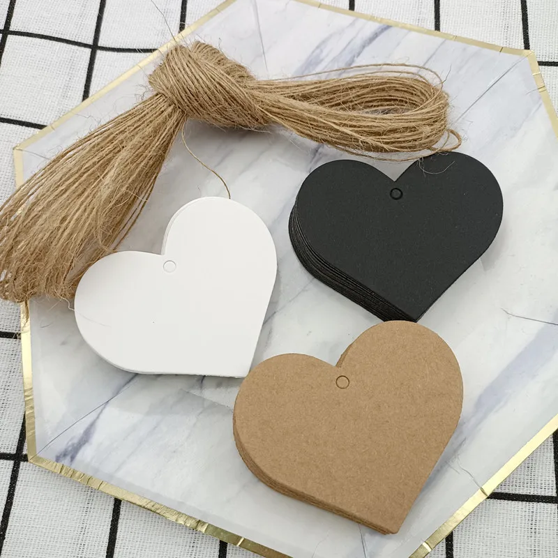 Heart Shaped White Black Brown Kraft Paper Tags Gardening Labels DIY  Wedding Note Blank Craft Gift Tag 6x5.5cm 100pcs/lot - AliExpress