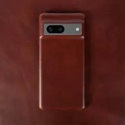 Luxury Oil Wax Genuine Leather Case - Premium Protective Cover for Google Pixel 5 (Dark Brown 05)