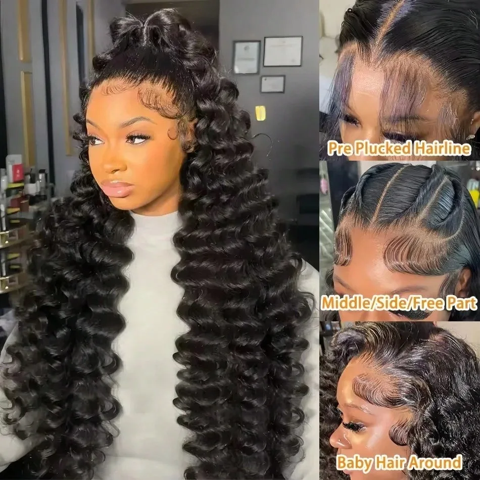 40 Inch 250% Density 13x4 HD Loose Deep Wave Lace Front Wigs Human Hair Pre Plucked Wet And Wavy Lace Front Wig Human Hair 3