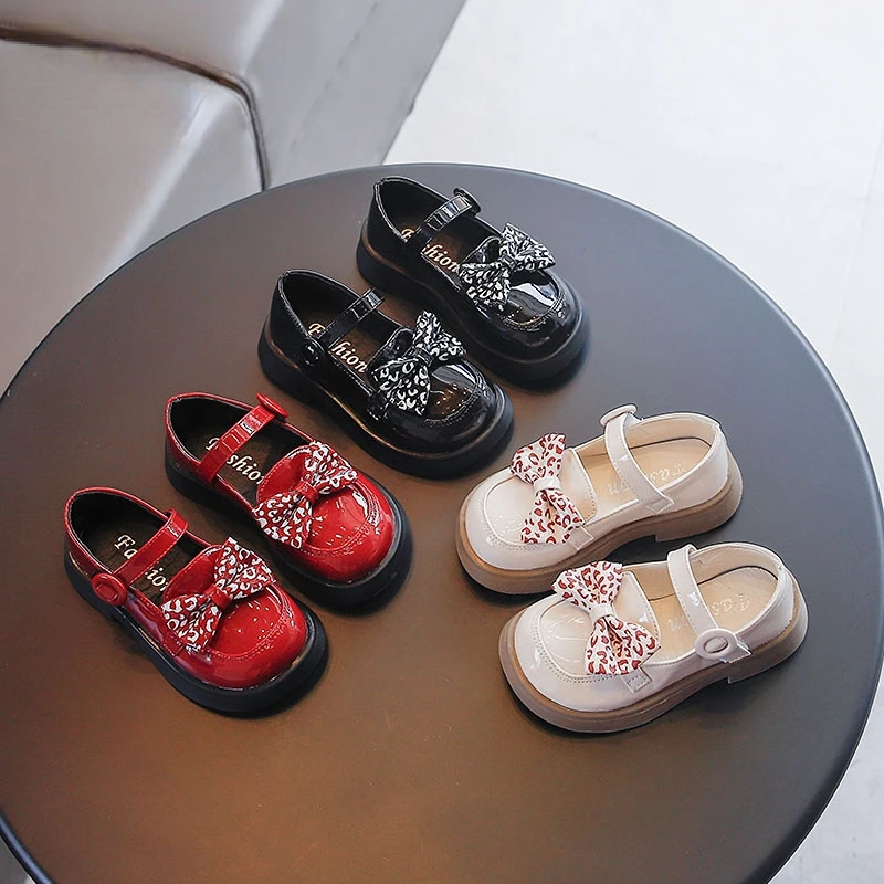 

Children's Candy Color Baby Shoes Soft Bottom Spring Smooth Leather Children Girl Shoes Princess Party Shoes Bow-tie