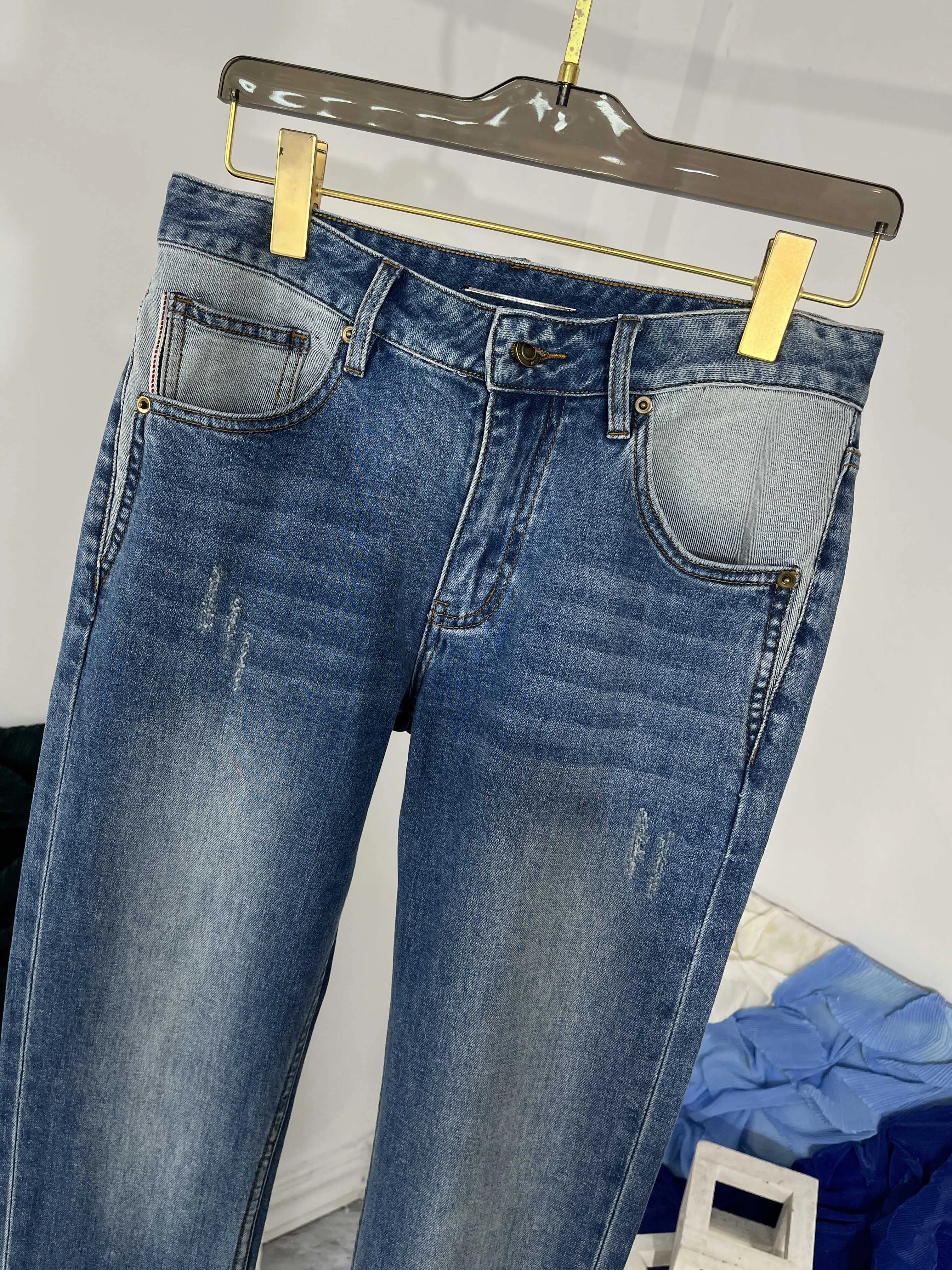 Brand New Designer Autumn Winter Fashion Men High Quality Denim Pants Casual Straight Jeans C153