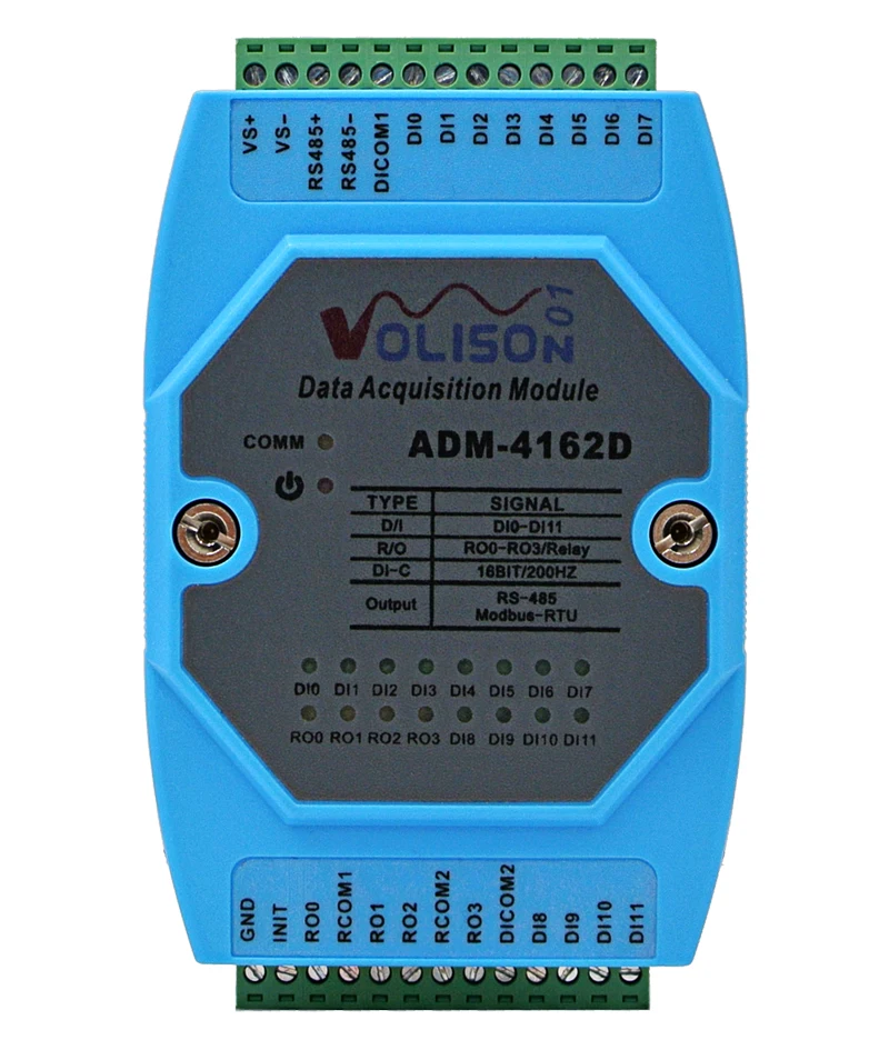 

ADM-4162D 12-ходовой переключатель сбора количества DI/DO 4-х дорожный релейный модуль управления выходом MODBUS RS485 связи