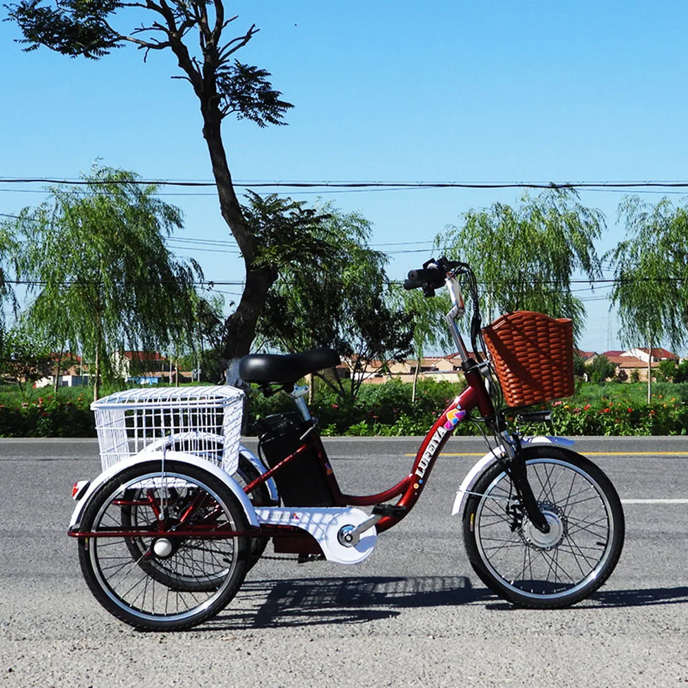 Triciclo eléctrico de asistencia para adultos, vehículo de 20 pulgadas,  350w, sin escobillas, para ancianos, acero al carbono, ligero, seguro -  AliExpress