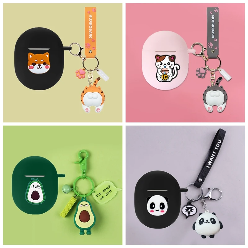 Custodia Per Cartoni Animati Per Bose Quietcomfort Earbuds Ii Custodia Cute Cat/Dog/Avocado Auricolari Con Ciondolo Cover In Silicone Fundas Earbuds 2