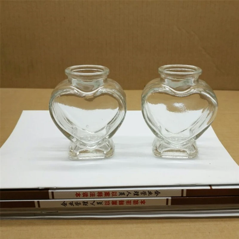 80ml Handmade Candy Bottle Heart-shaped Glass Cork Bottles Soft Rainbow Empty Clear Container Crafts Ornaments Storage