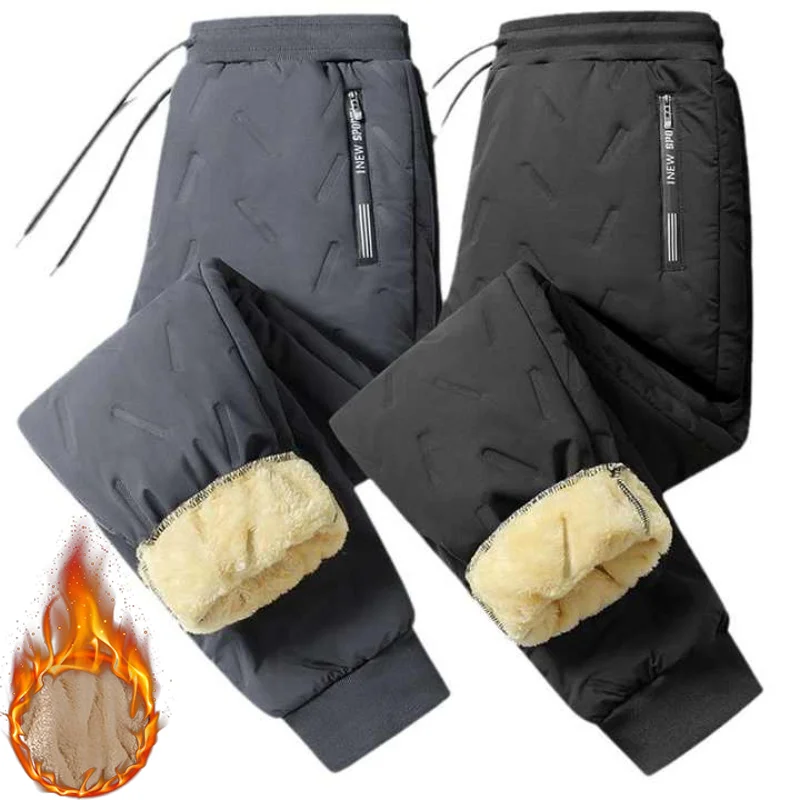 Cotton Pants Men Winter Lambswool Padded Thickened Warm Men Pants ...