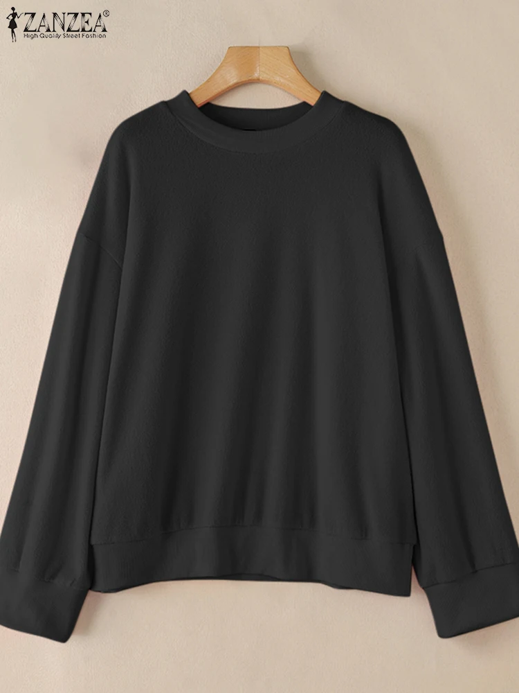 ZANZEA Women Solid Pullover Holiday Long Sleeve Loose Sweatshirts Fashion Autumn Fleece Hoodies 2025 Korean Casual Chic Outfits 5