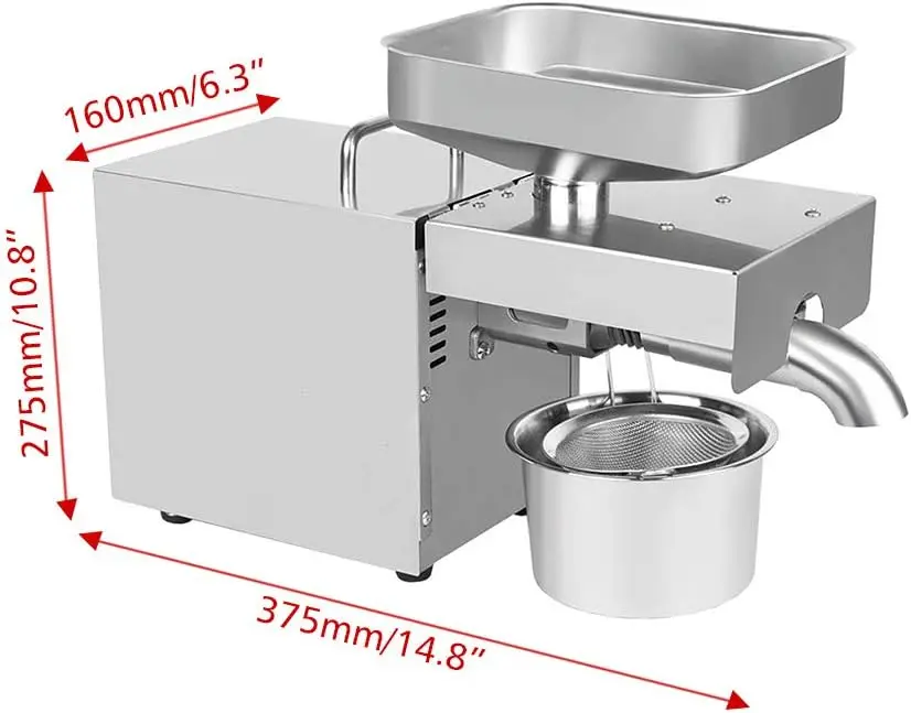 Oil Press Machine 1500W 110V Electric Automatic Peanut Nut Seed Oil Extractor Stainless Steel Oil Presser Expeller for Co 5