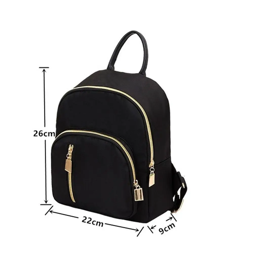 Mini zaino da donna nero alla moda, borsa da ragazza multifunzione, borsa da giorno in tessuto Oxford, utile borsa a tracolla da viaggio - immagine 6