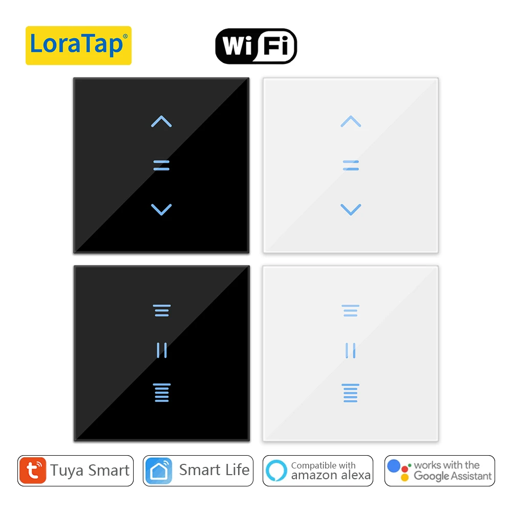 Loratap-tuya Smart Life Interruptor Cortinas Wifi Persianas Motor Persianas Estilo Backlight Google Home Controle de Voz Alexa