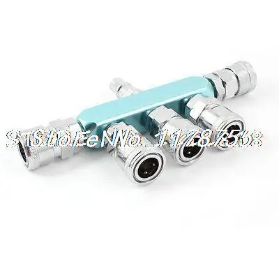

Metal Pneumatic Air Hose 5 Way Pass Connecting Quick Coupler Socket Light Blue