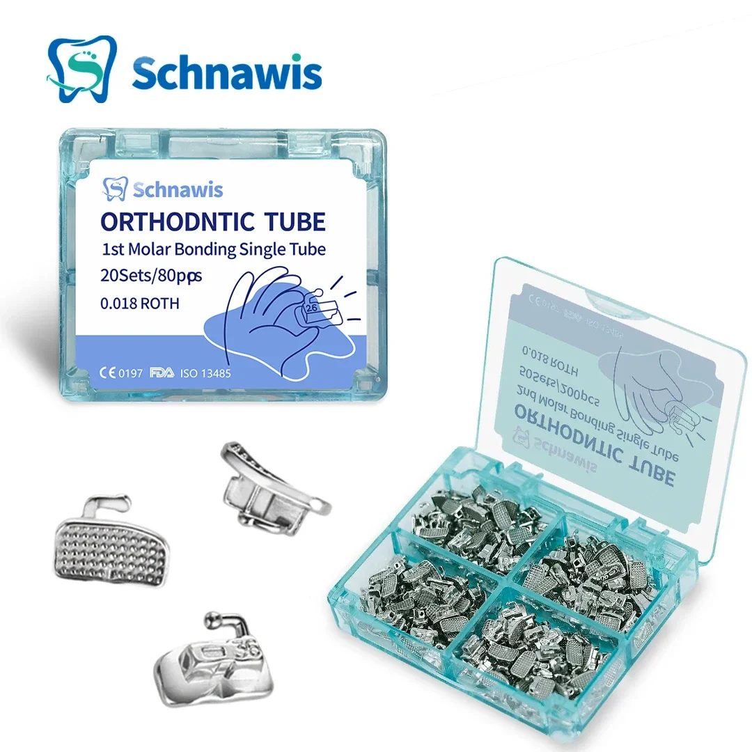 20Set/80pcs Dental Orthodontic Buccal Tubes Bondable 1st Molar Monoblock Non-Convertible Single Tube Roth MBT Orthodontist Tool