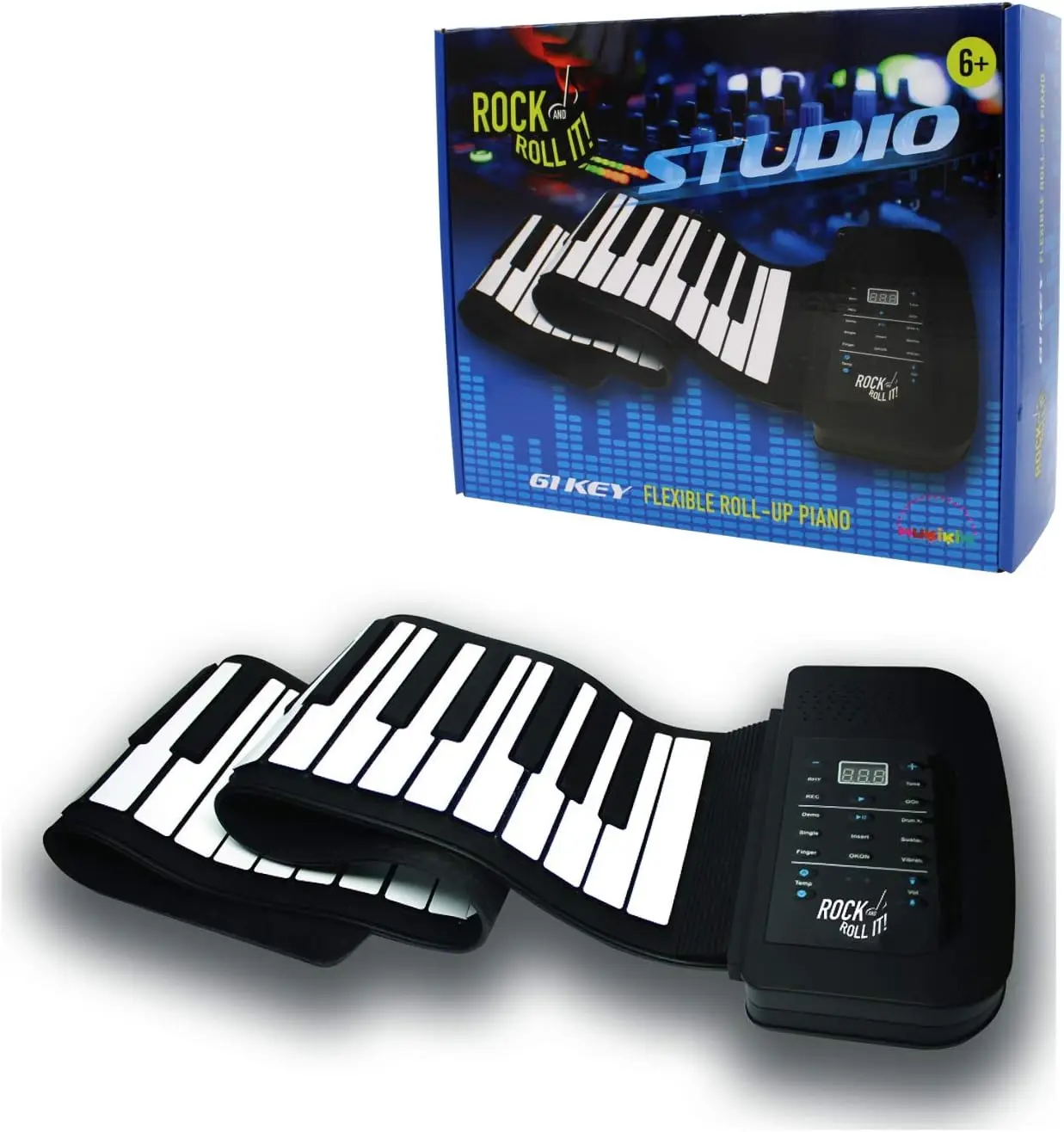 

Rock and Roll It - Studio Piano. Roll Up Flexible USB MIDI Piano Keyboard for Kids & Adults. 61 Keys Portable Controller Key
