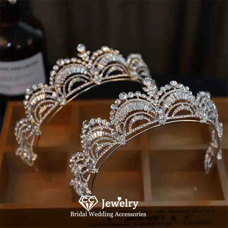 

CC Bridal Crown Women Hair Accessories Wedding Headbands Engagement Headdress 100% Handmade Shining Tiaras and Crowns Gift QS02