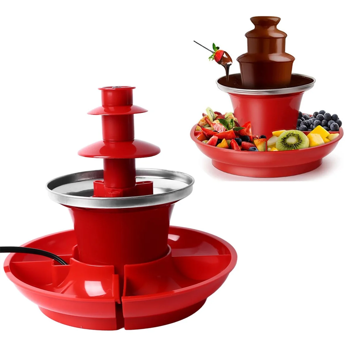 Three Layer Chocolate Fountain Machine Detachable Mini Nostalgia Melting Chocolate Fondue Melt Fondue EU PLUG