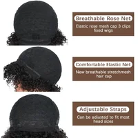 Perruque courte bouclée coupe lutin avec frange sans colle Afro crépus bouclés perruques de cheveux humains brésiliens pour les femmes prêt à l'emploi perruque faite à la Machine 5