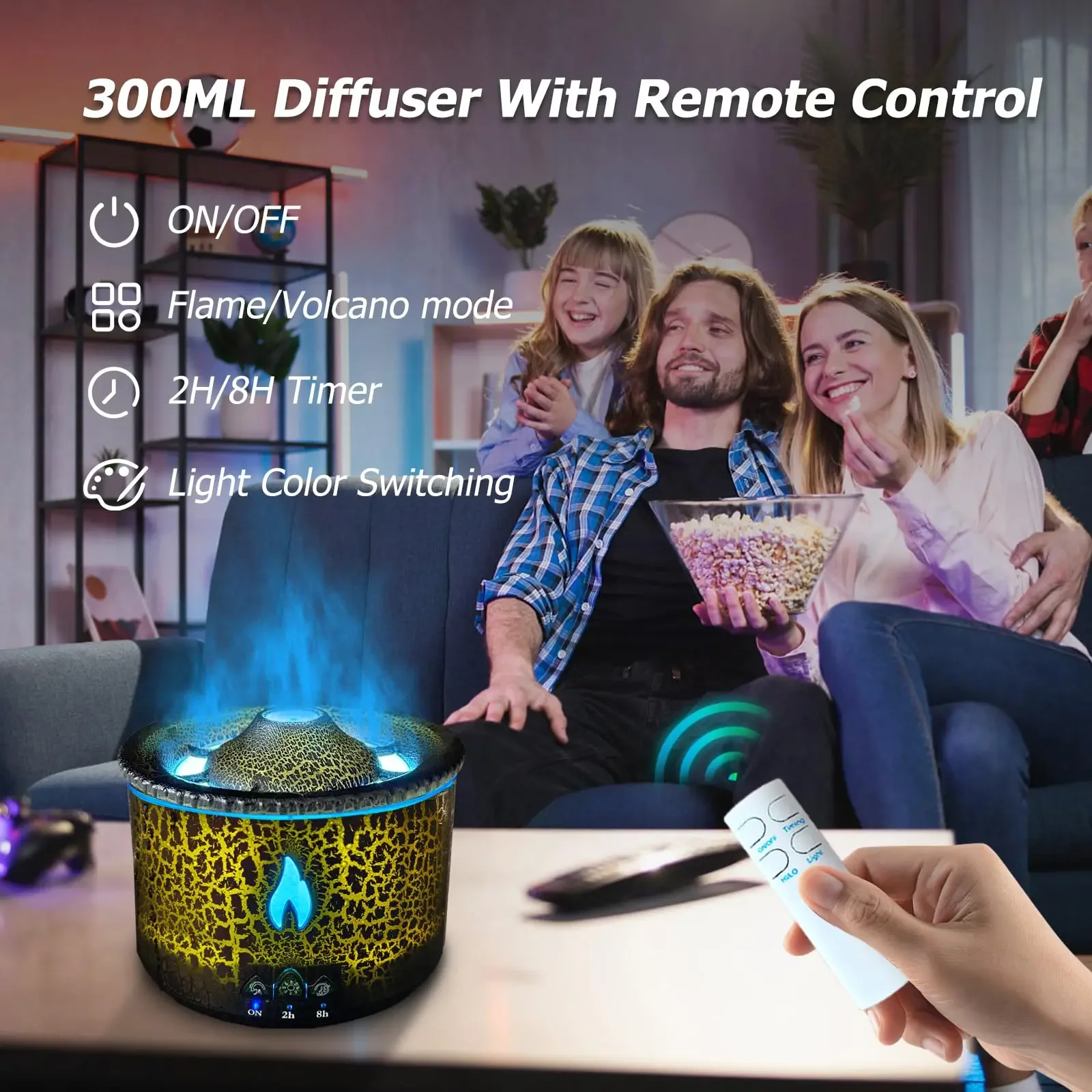 Volcanic Flame Humidifiers Air Aroma Diffuser Essential Oils Humidifiers Portable Smoke Ring Night Light Lamp Fragrance 4