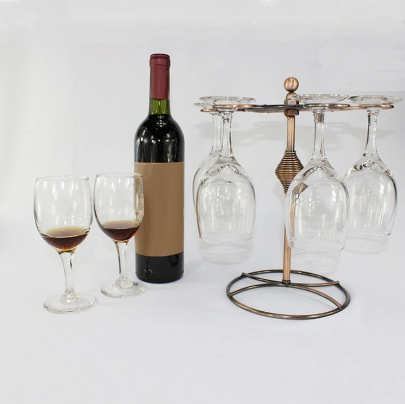 A01F-Wine Glass Rack,Countertop Wine Glass Holder, Freestanding Stemware Storage Rack With 6 Hooks,For Home Bar