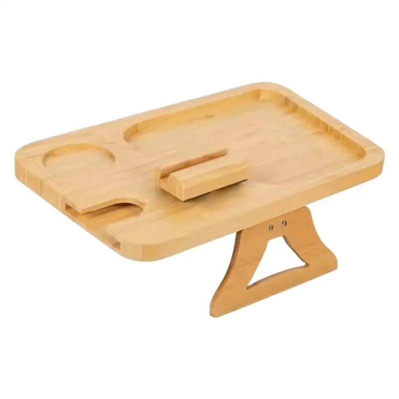 

Sofa Armrest Tray Foldable Couch Tray With Rotatable Phone Holder Space Saving Phone Holder For Snacks Remotes Storage Supplies