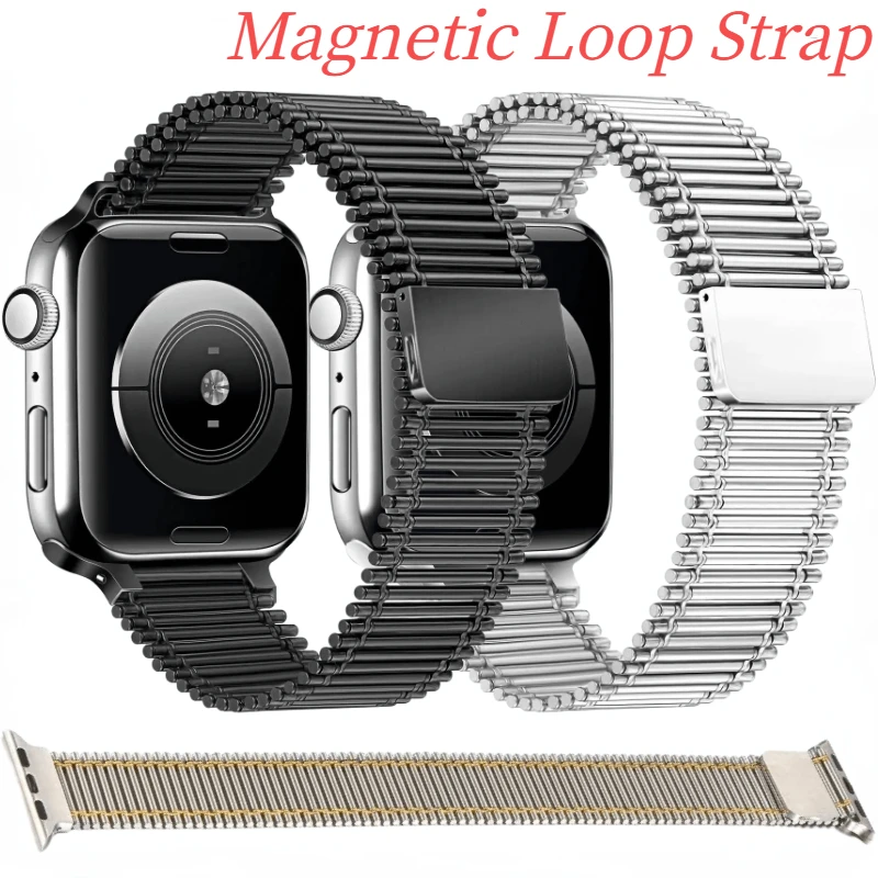 Metal Magnetic Loop Strap For Apple Watch Band Ultra 49mm 45mm 44mm 42mm 41mm 40mm Link Bracelet iWatch Series 8 7 6 5 4 SE Belt