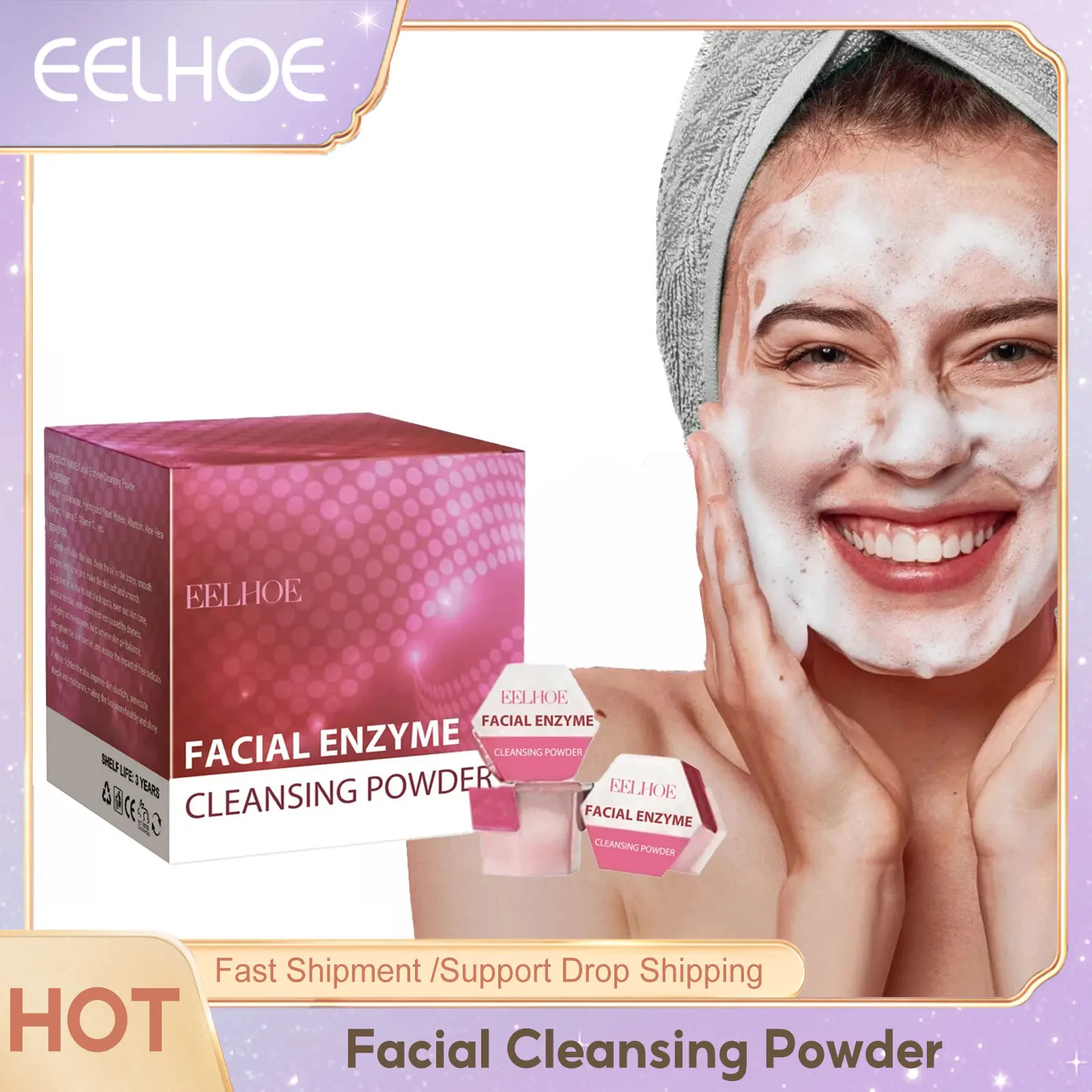 Facial Cleansing Powder Oil Control Fade Dark Spot Exfoliation Shrink Pores Remove Blackheads Moisturize Whitening Face Cleanser powerful kitchen cleaner powder remove kitchen stains all purpose cleaning sink dish whitening powder houshold rust remover