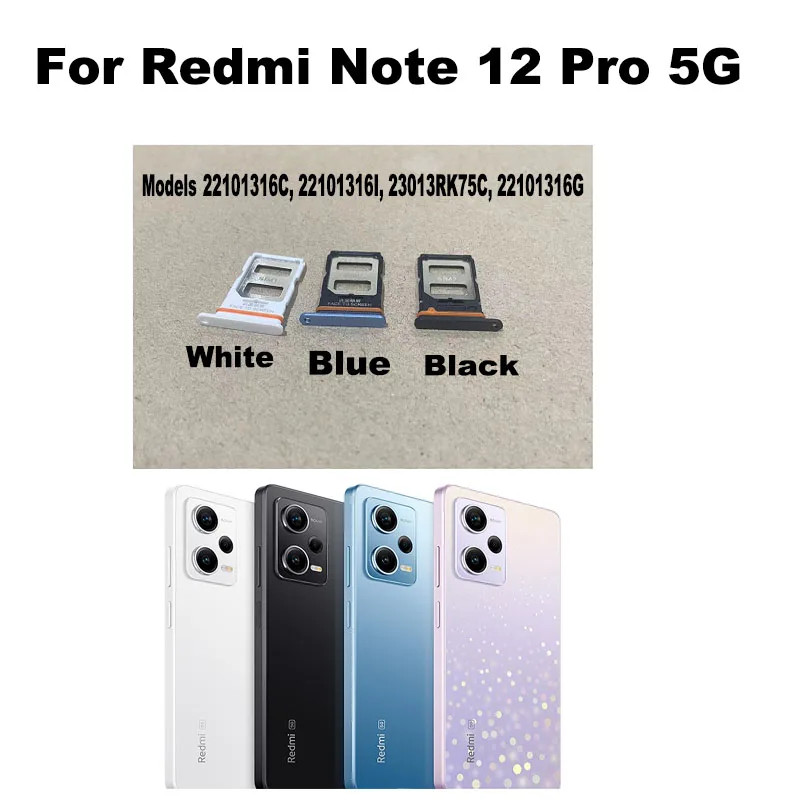 Double Slot SIM Redmi Note 12 Support Carte SIM Xiaomi Redmi Note 12 4G - Double Fente - Avec Pin Et Joint - Compatible 23021RAAEG Adaptateur Carte Sim