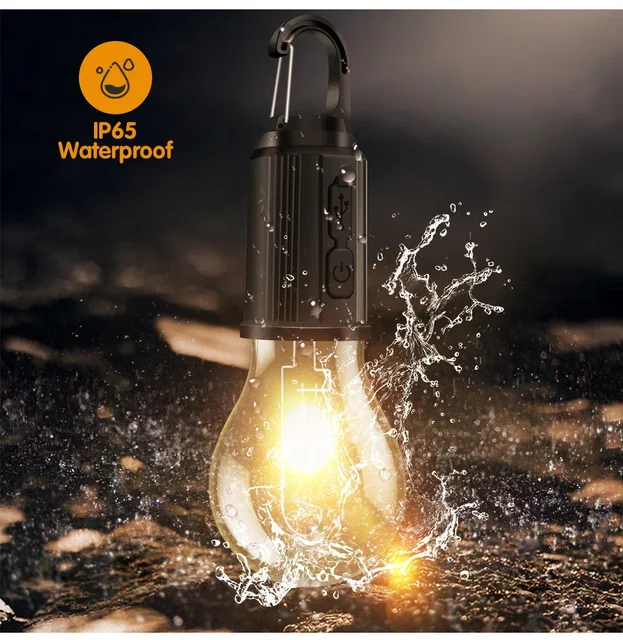 USB Camping Light 3 Lighting mode Rechargeable Lantern Waterproof High Bright Tent Light with Hook Outdoor Night Emergency Light 5