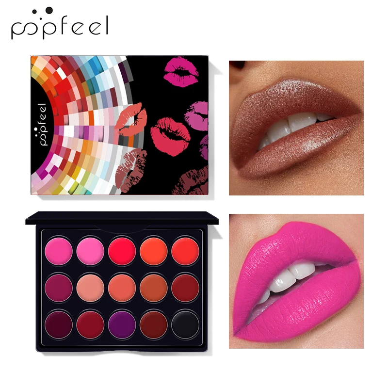POPFEEL Matte 15 Colors Mini Lipstick Palette Red Lipstick Multicolored Moisturizing Lipstick Long Lasting Waterproof 2