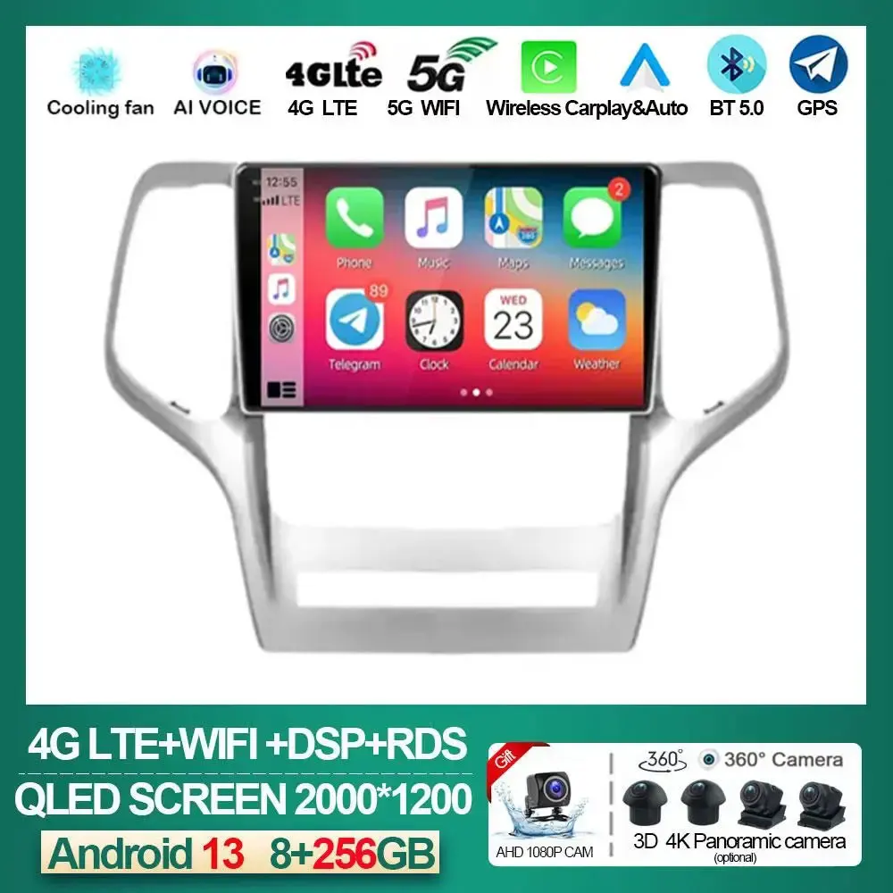 

4G LTE 5G WIFI For Jeep Grand Cherokee WK2 2010 - 2013 Car Multimedia Video Player Android 13 Radio GPS Navigation Auto NO DVD