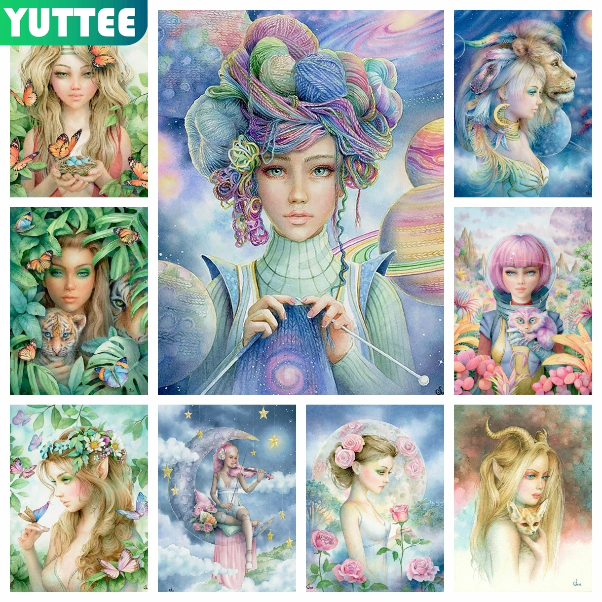 

Cartoon Girl 5D DIY Diamond Painting Mosaic Fantasy Animal Art Rhinestone Cross Stitch Embroidery Home Decor Children's Gift