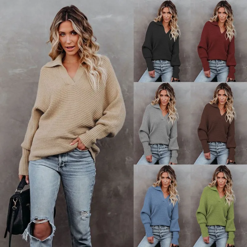 

Sweater Women Pullover Fall Winter Women Warm Tops Jersey Long Sleeves Top Pulls Ribbed Sweaters Women's Jumpers