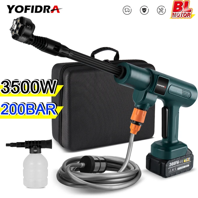 200 Bar 3500 W Kefe Nélküli Elektromos Nagynyomású Mosógép Vezeték Autómosás Permetezés Makita 18 V -Os Akkumulátor Kerti Vízpisztoly