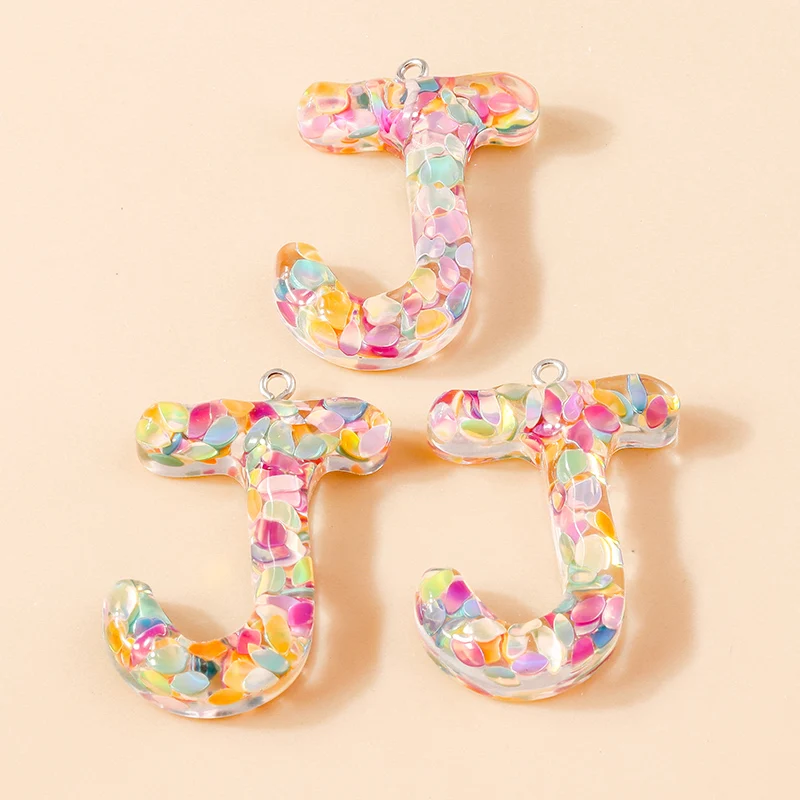 Leslie 5 Stück bunte transparente Alphabet-Anhänger aus Kunstharz, Buchstaben A~Z, für Schlüsselanhänger, Armband, Halskette, DIY-Schmuckherstellung – Detail 13