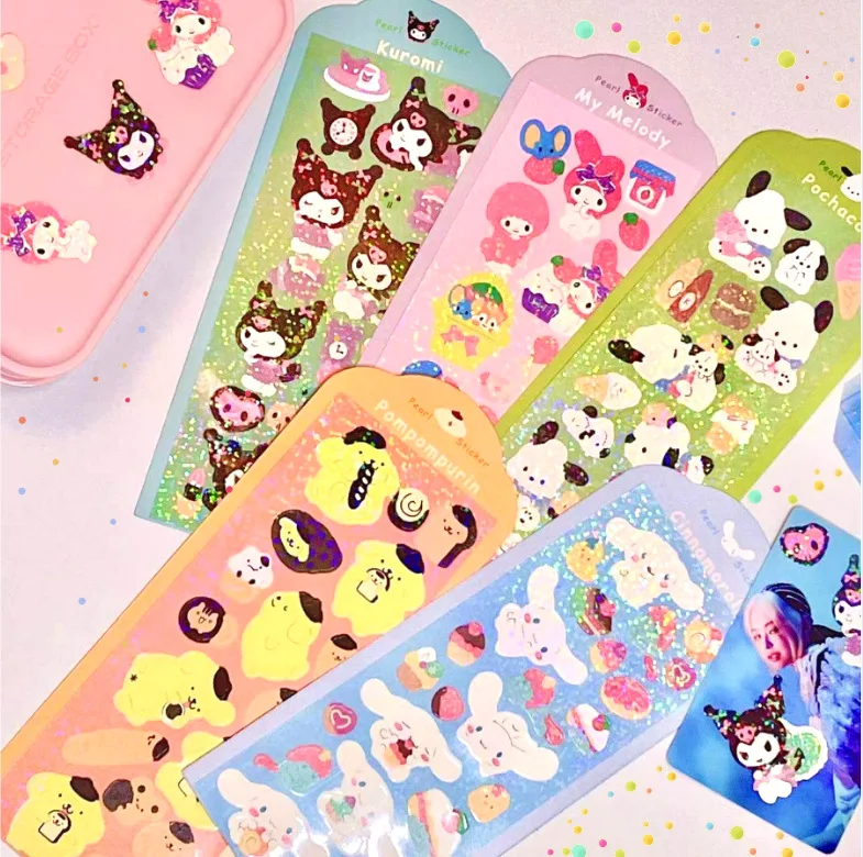 

Новинка Sanrio Mymelody Cinnamoroll Kuromi Kawaii Мультяшные изысканные блестящие наклейки милые декоративные наклейки на руку