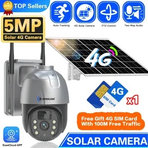 4G Sim Card HD Lens Solar Camera 5MP Surveillance AI Auto Tracking Camera Video Security Protection Smart Home Outdoor CCTV