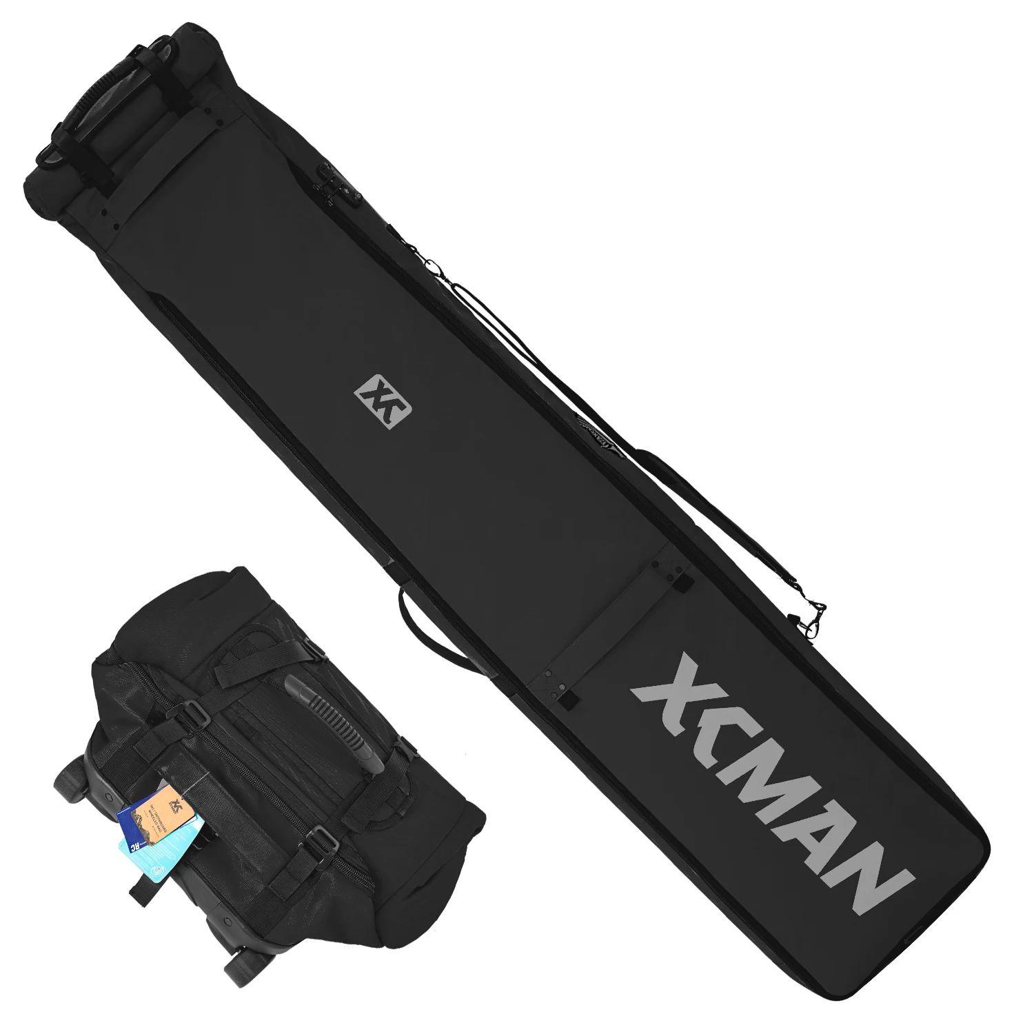 

XCMAN Padded Snowboard Bag with Wheels and Lock,Road Trips and Air Plane Travel Adjustable Length 63 to 78 inch